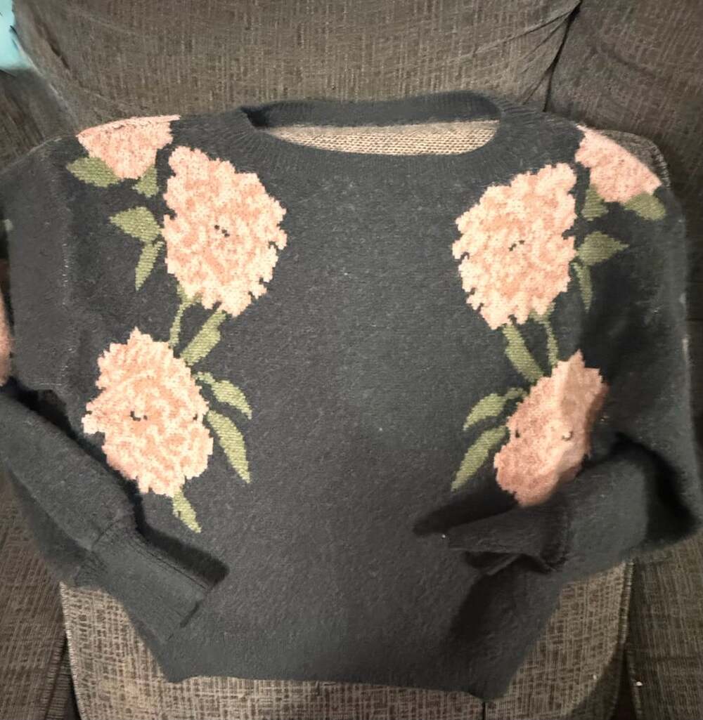 West Fade Floral Intarsia Knit Long Sleeve Sweater